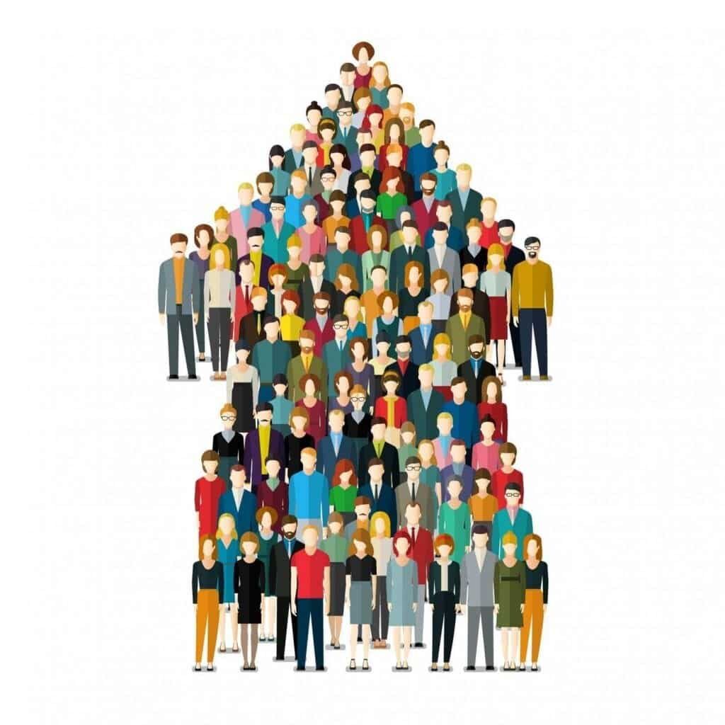 Vector illustration in flat style of a crowd of people
