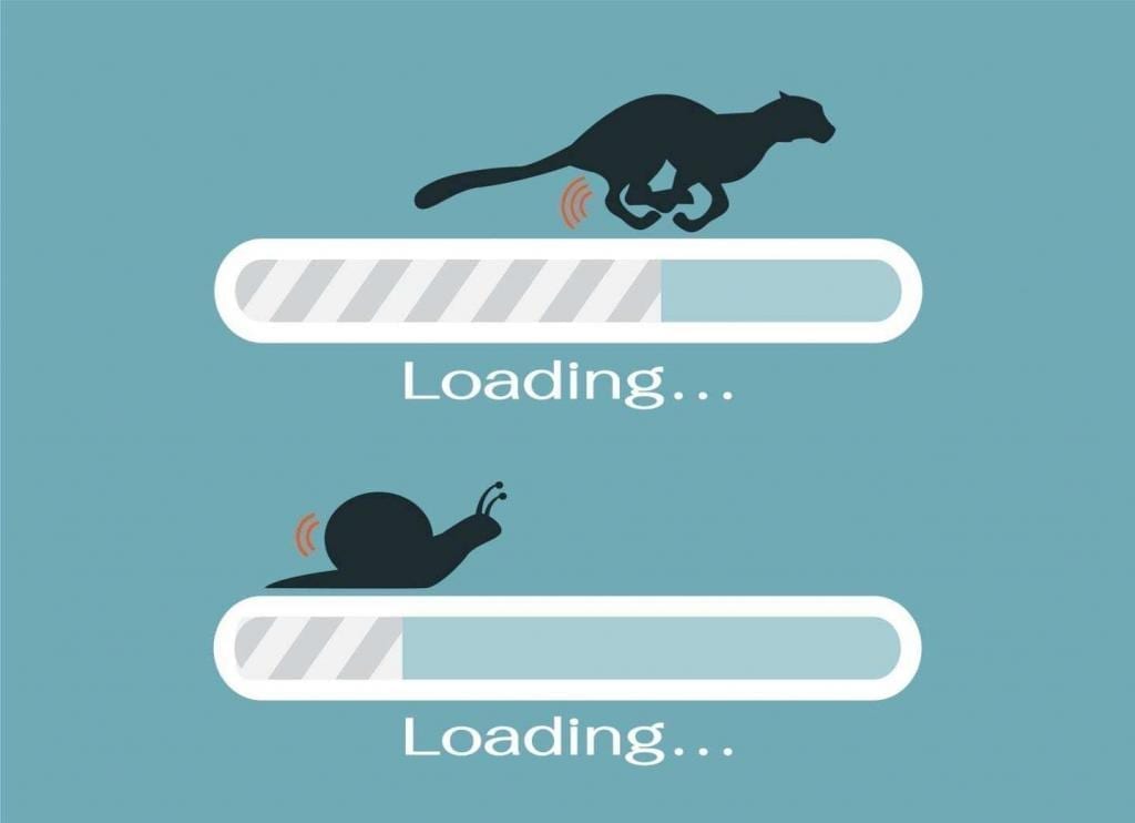 Graphic of progress of slow/snail loading bar and fast/cheetah loading bar