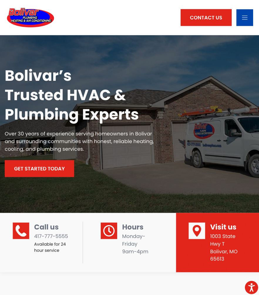 Bolivar Plumbing Heating & Air Conditioning — tablet