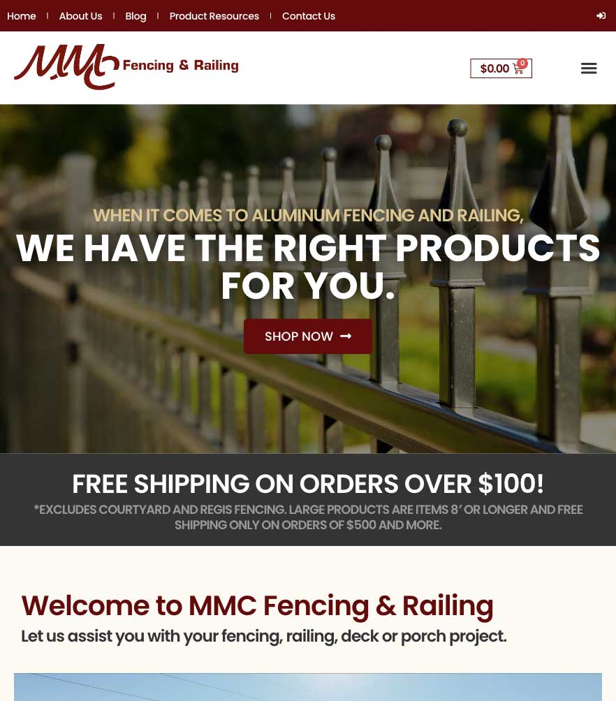 MMC Fencing & Railing — tablet