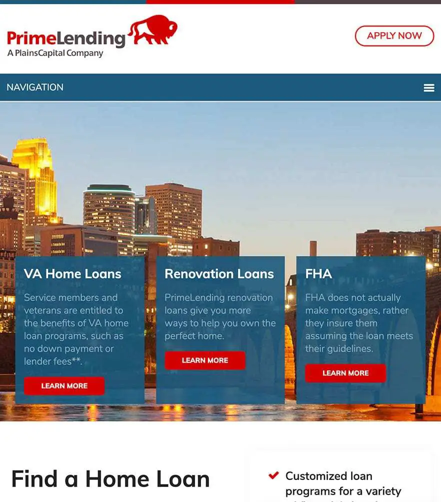 PrimeLending Twin Cities — tablet