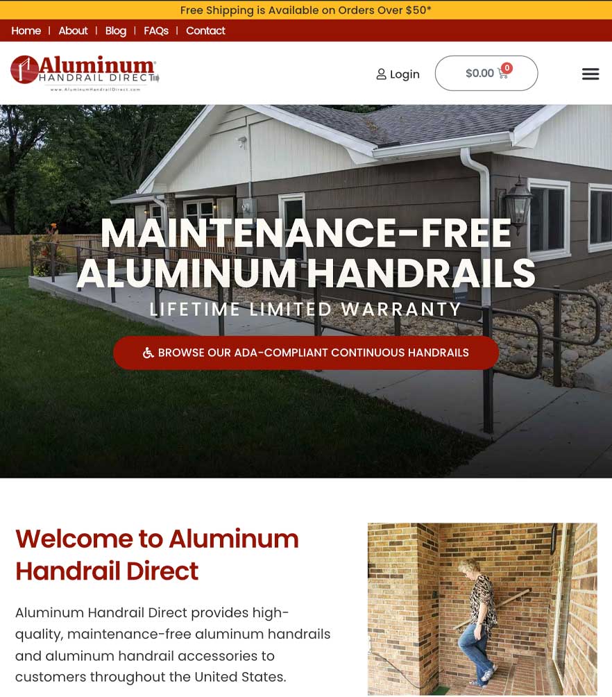 Aluminum Handrail Direct — tablet