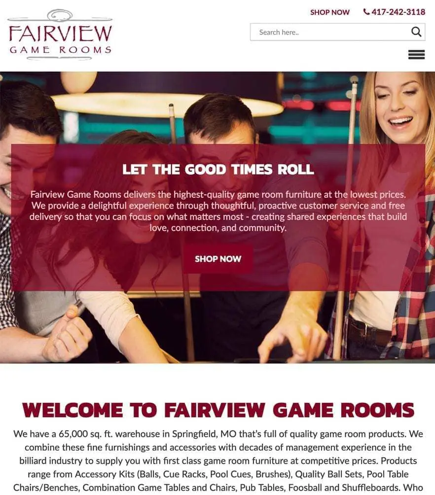 Fairview Game Rooms — tablet