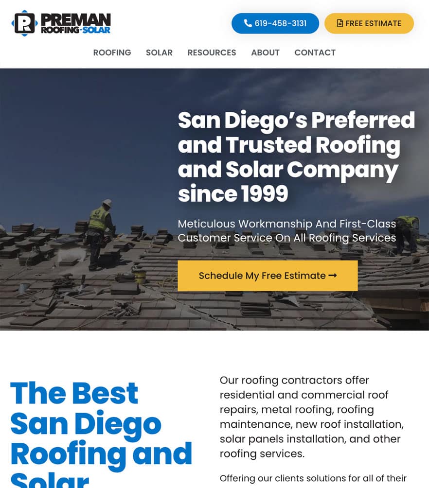 Preman Roofing-Solar — tablet