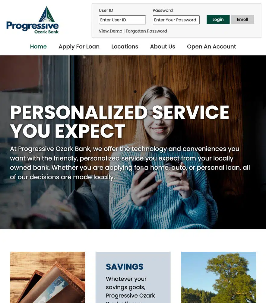 Progressive Ozark Bank — tablet