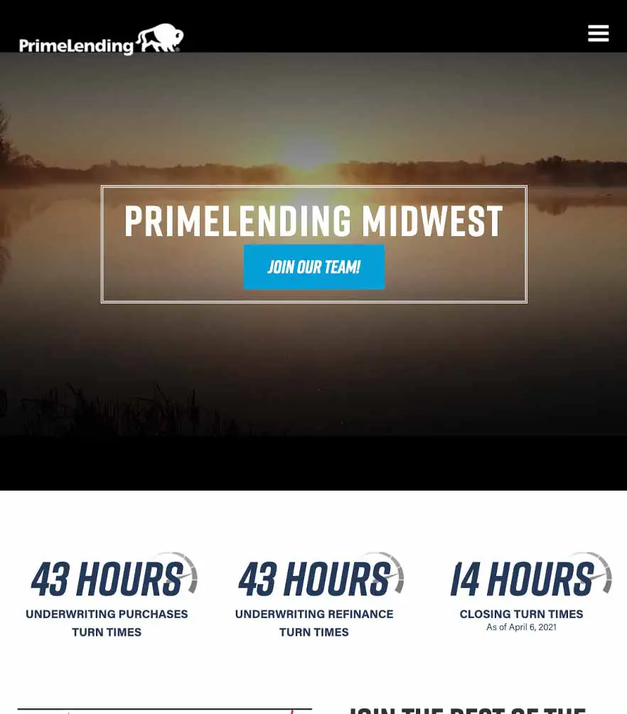 PrimeLending Midwest Region — tablet