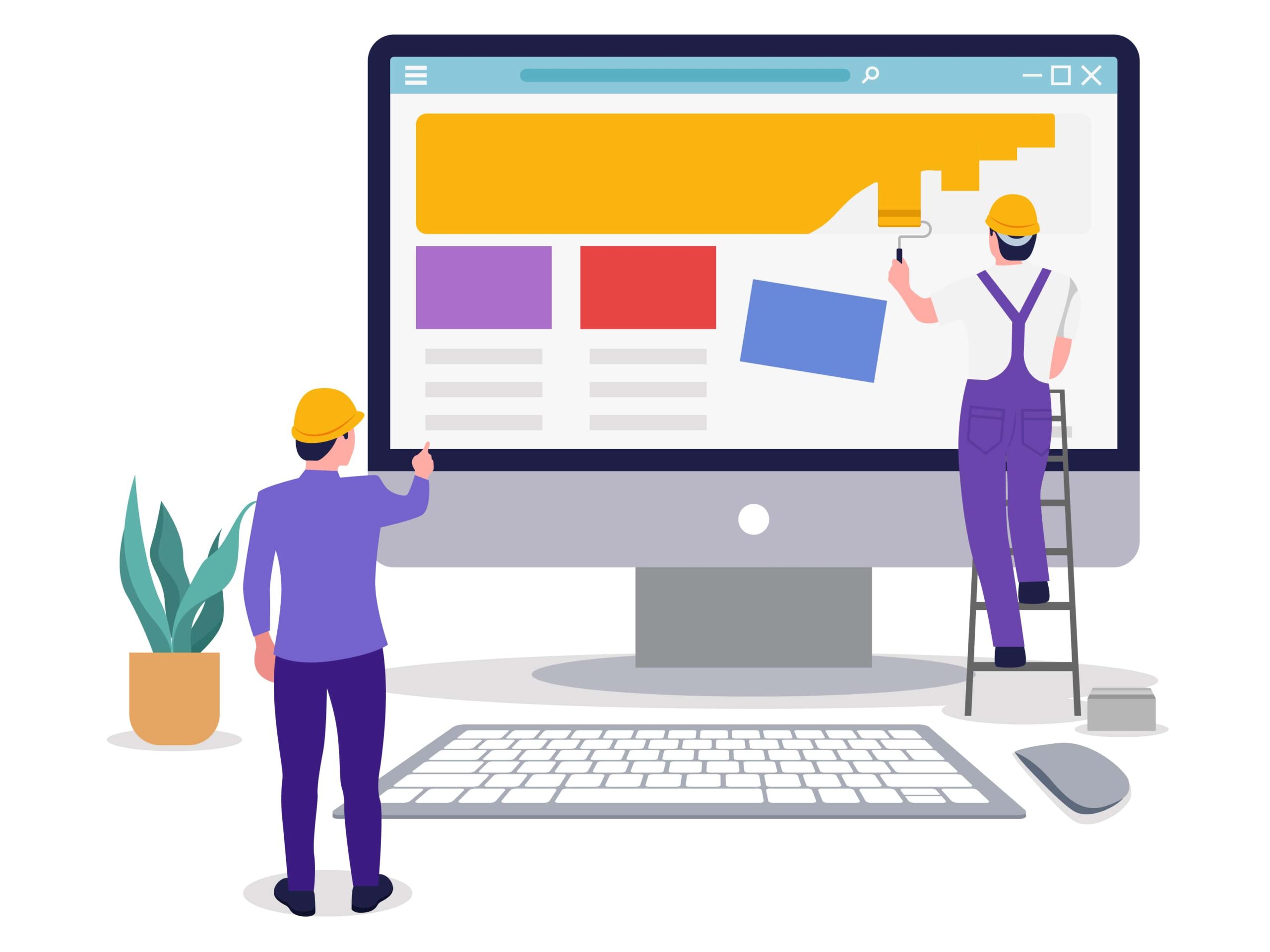 Digital illustration of people painting search engine results page